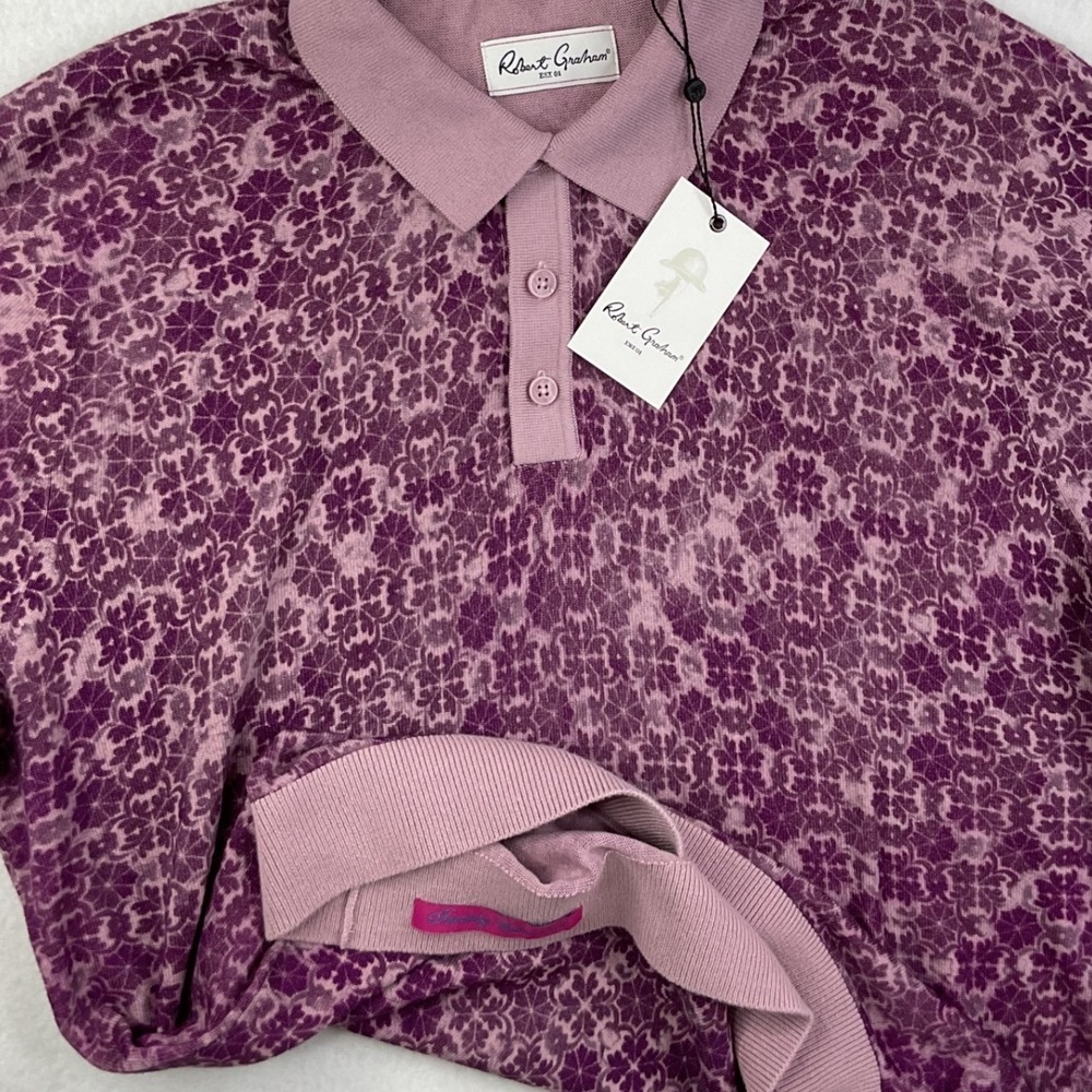 Robert Graham Vesey Knit Polo Sweater Shirt Classic Fit Short Sleeve Men's M NWT - Picture 4 of 6